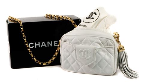 chanel white camera bag|white vintage Chanel bag.